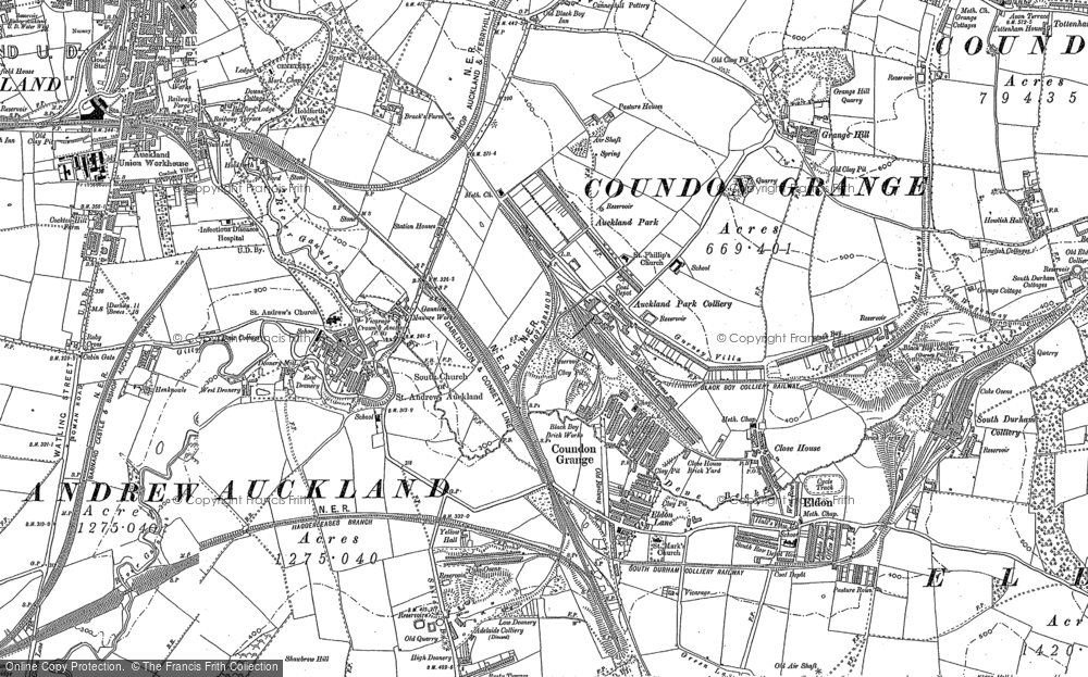 Old Map of Coundon Grange, 1896 in 1896