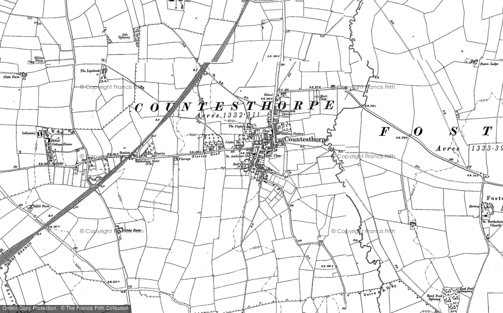 Old Map of Countesthorpe, 1885 in 1885