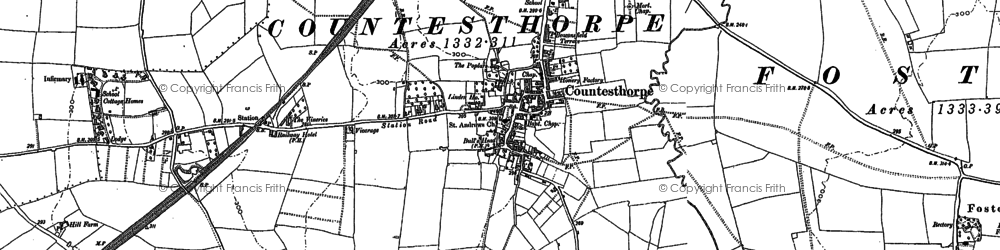 Old map of Countesthorpe in 1885