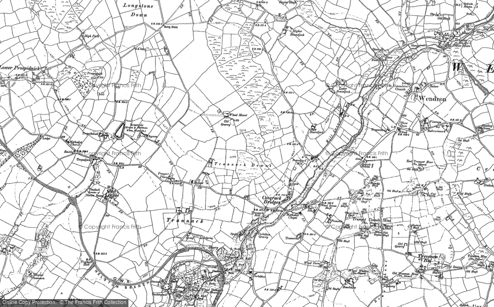 Old Map of Coverack Bridges, 1877 - 1906 in 1877