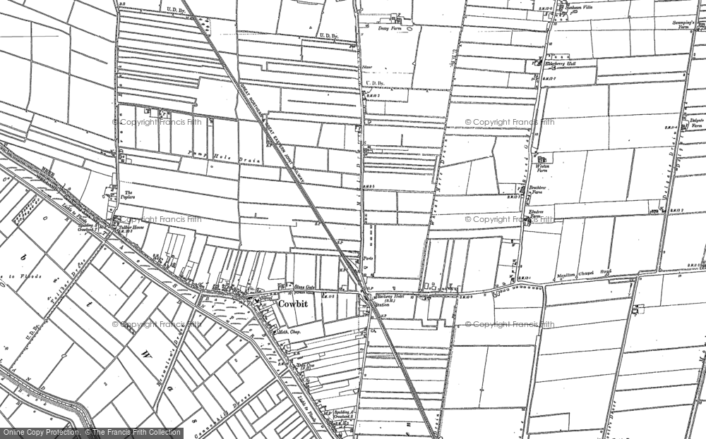 Old Map of Historic Map covering Weston Fen in 1887