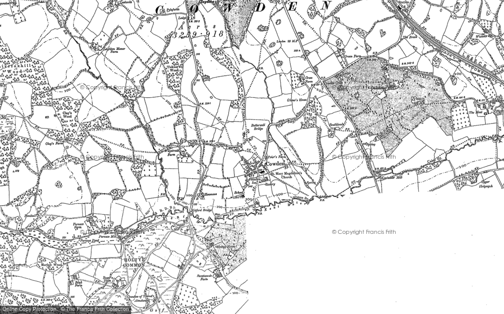 Old Map of Historic Map covering Holtye in 1907