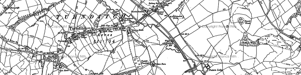 Old map of Hillclifflane in 1879