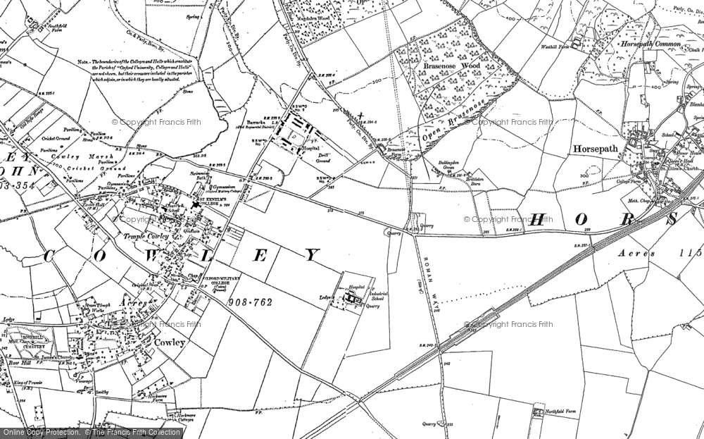 Old Map of Cowley, 1898 - 1910 in 1898