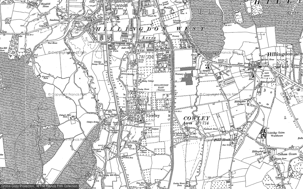 Old Map of Historic Map covering Middlesex in 1913