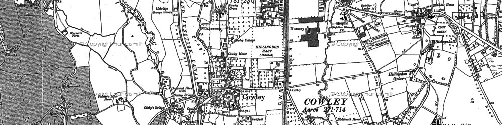 Old map of Cowley in 1913