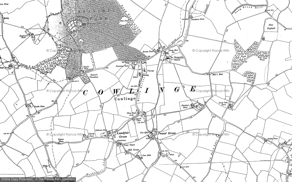 Old Map of Cowlinge, 1884 - 1902 in 1884