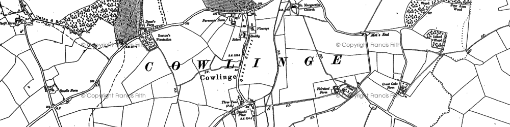 Old map of Cowlinge in 1884