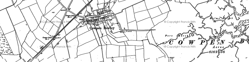 Old map of Cowpen Bewley in 1913