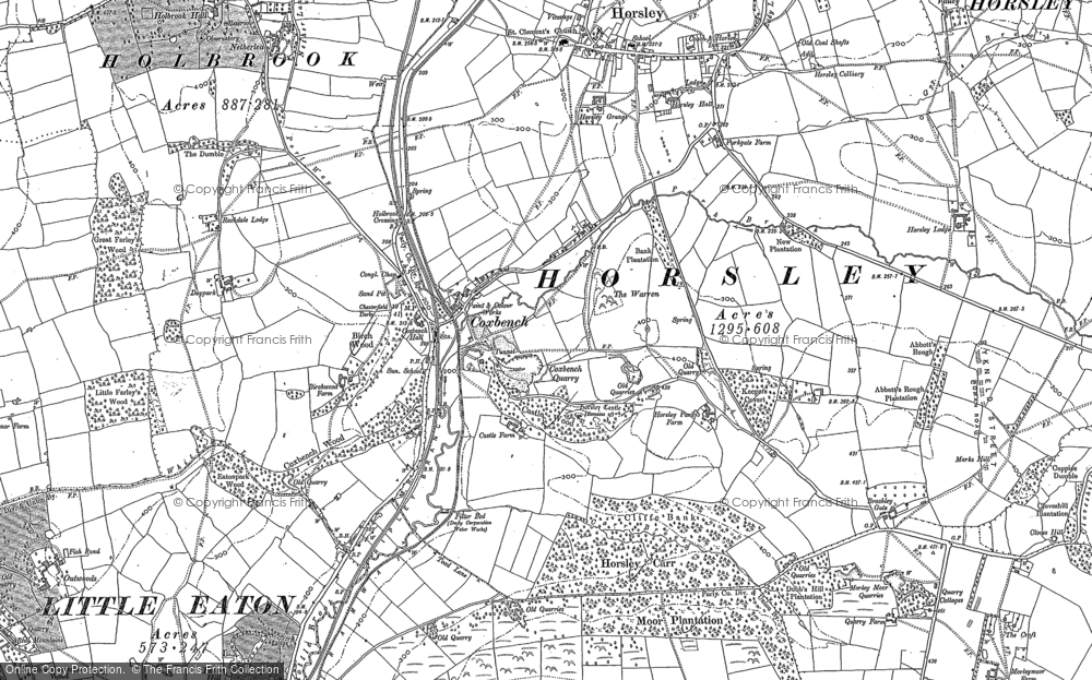 Old Map of Historic Map covering Breadsall Moor in 1880