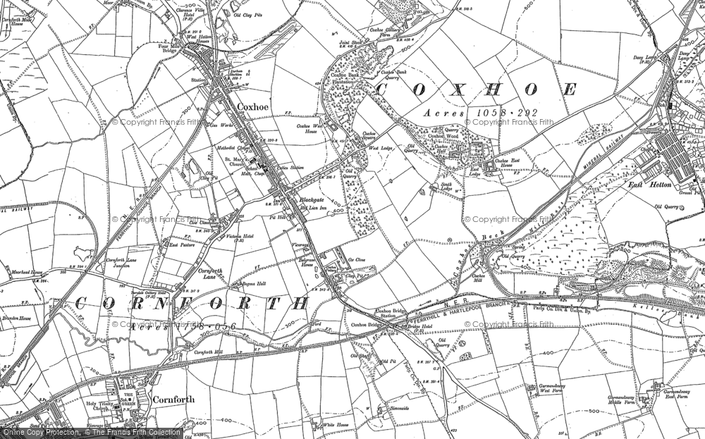 Old Map of Coxhoe, 1896 in 1896
