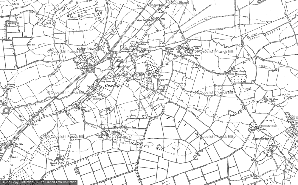 Old Map of Coxley, 1884 - 1885 in 1884