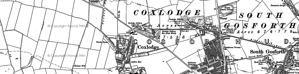 Old map of Coxlodge in 1894