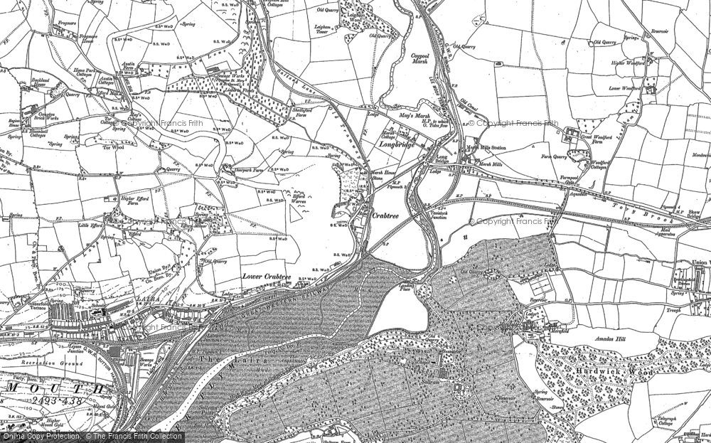 Old Map of Historic Map covering Saltram Ho in 1905