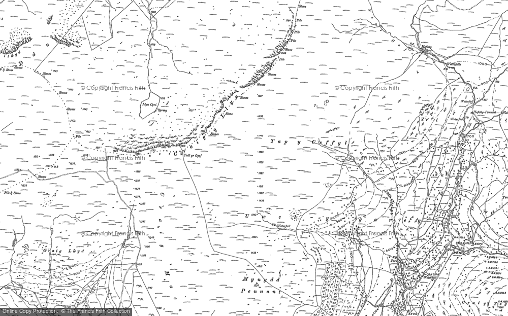 Old Map of Historic Map covering Braich Ddu in 1887