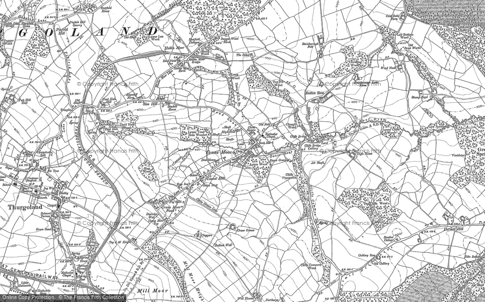 Old Map of Historic Map covering Pinfold Hill in 1891