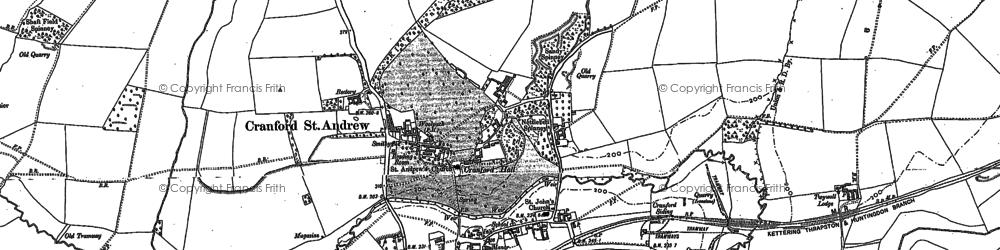 Old map of Cranford St John in 1884
