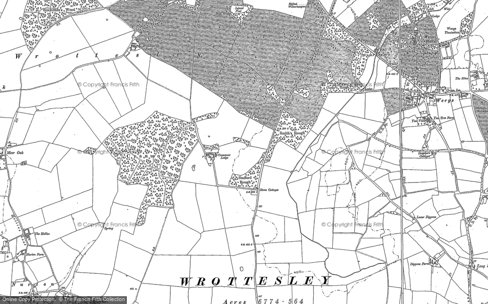 Old Map of Historic Map covering Bradshaws, The in 1886