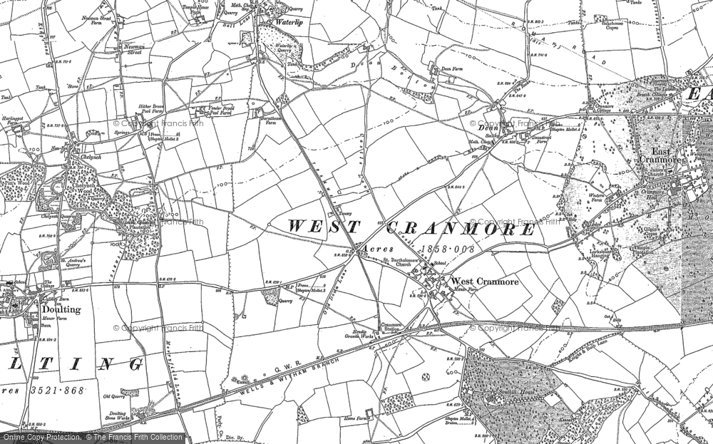 Old Map of Cranmore, 1884 in 1884