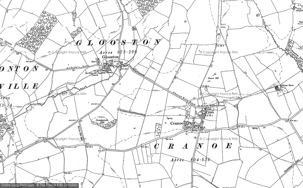 Old Map of Cranoe, 1898 - 1910 in 1898