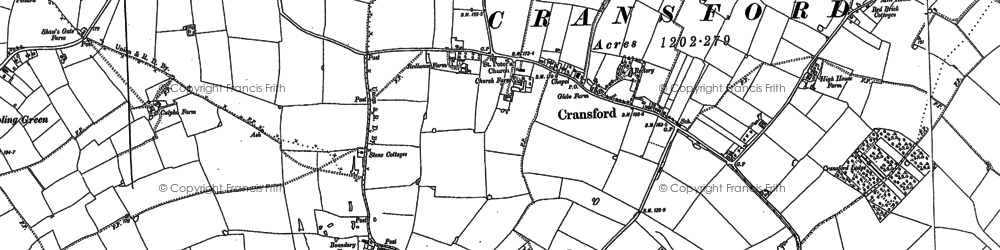 Old map of Cransford in 1881