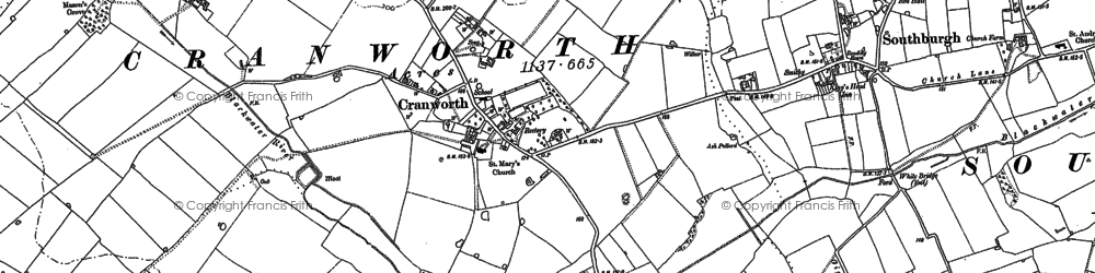 Old map of Cranworth in 1882