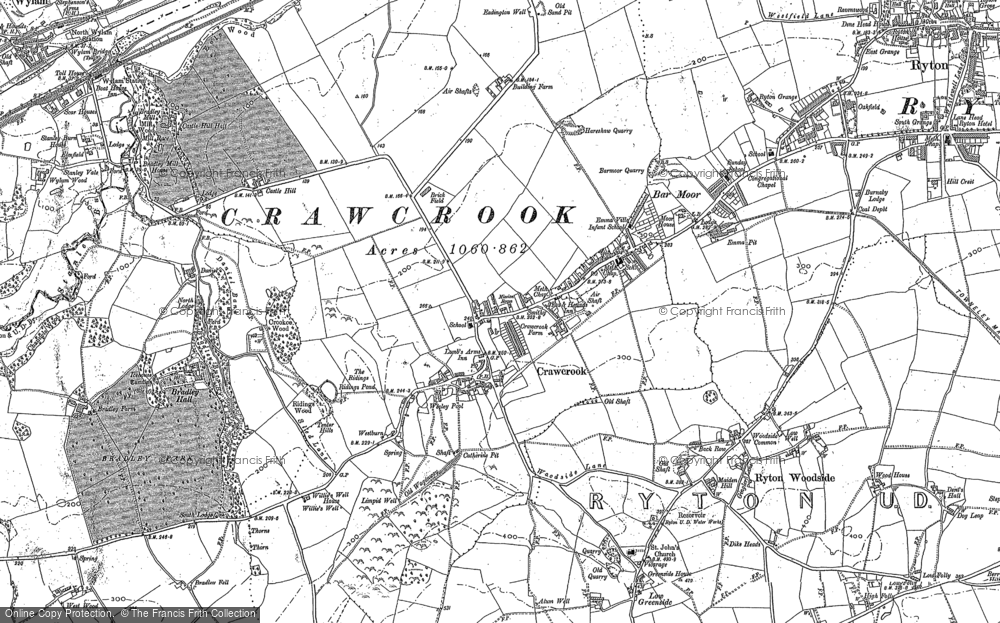 Old Map of Historic Map covering Bradley Fell in 1914