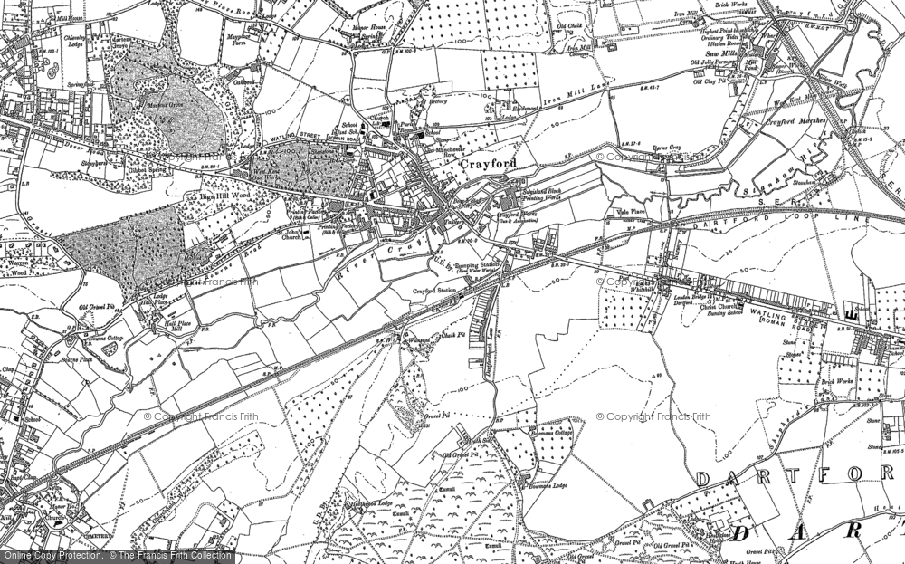 Old Map of Crayford, 1895 - 1907 in 1895
