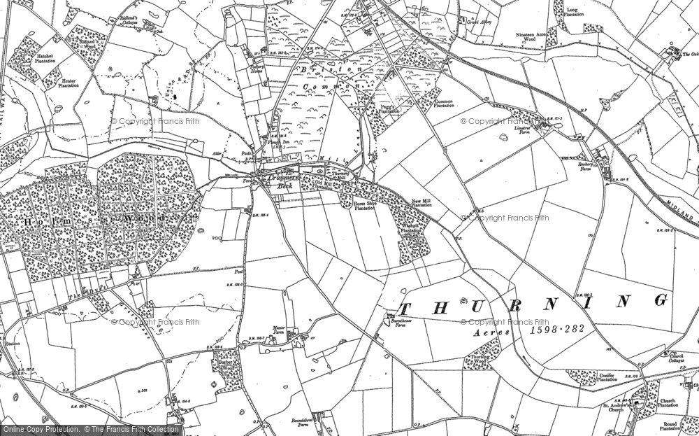 Old Map of Historic Map covering Nethergate in 1885