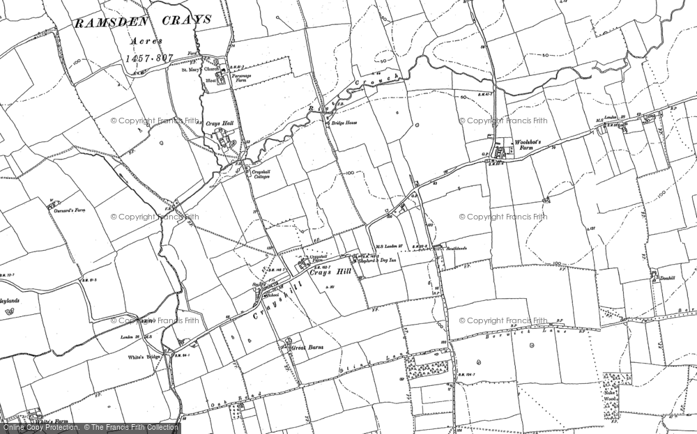 Old Map of Crays Hill, 1895 in 1895