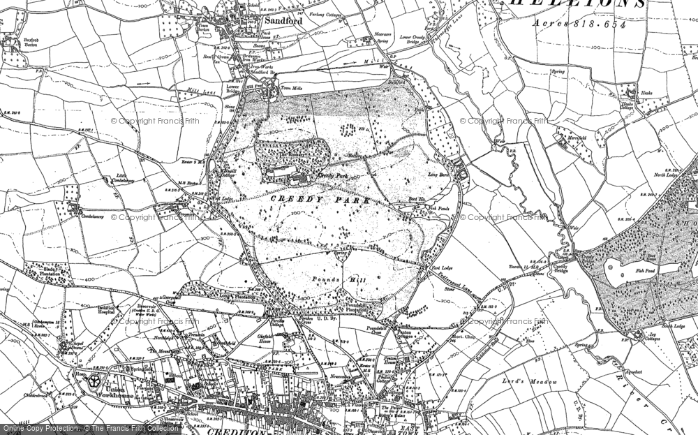 Old Map of Creedy Park, 1887 - 1888 in 1887