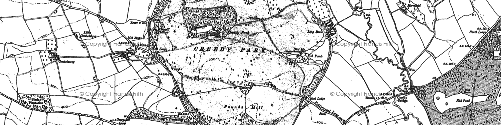 Old map of Creedy Park in 1887