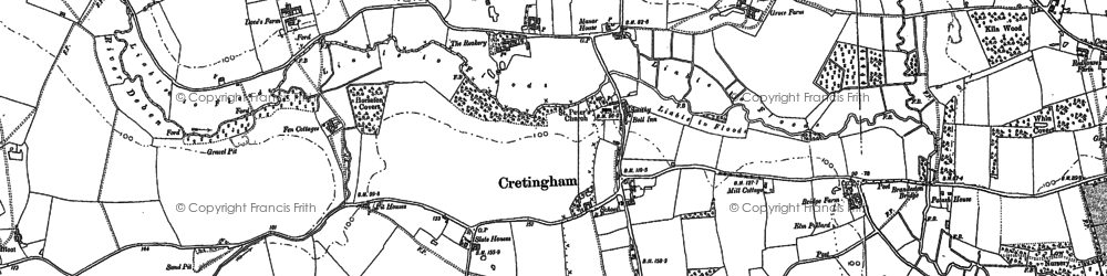 Old map of Cretingham in 1883