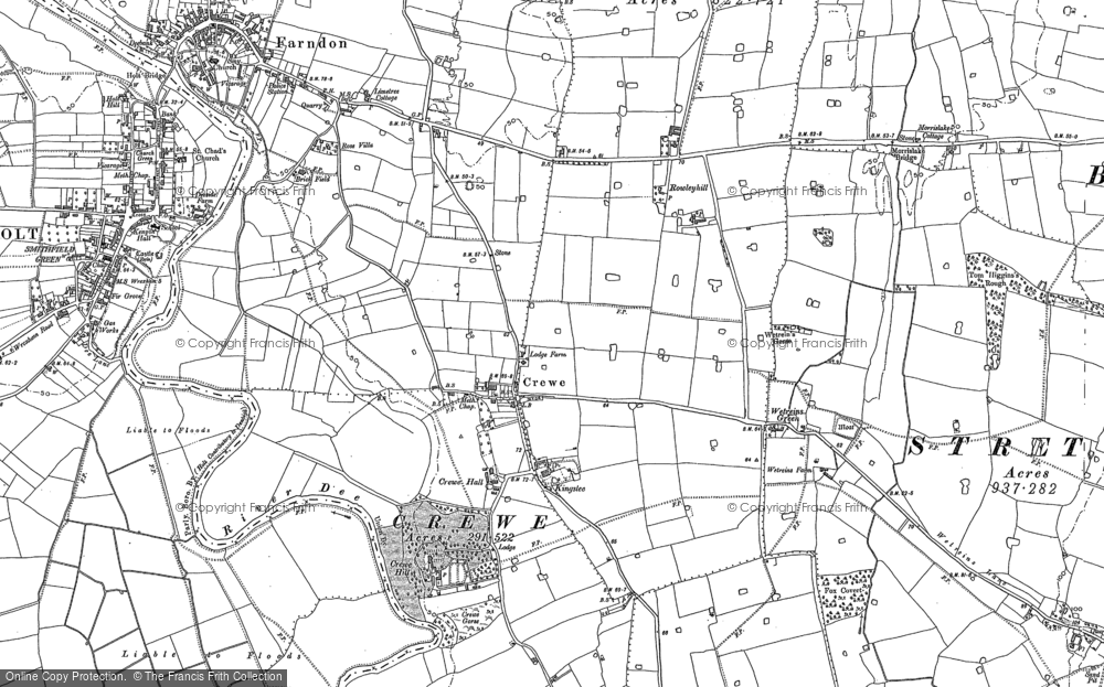 Old Map of Crewe-by-Farndon, 1909 in 1909