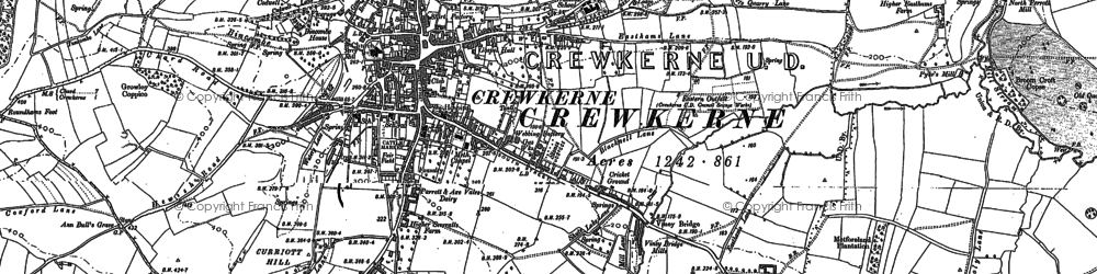 Old map of Crewkerne in 1886