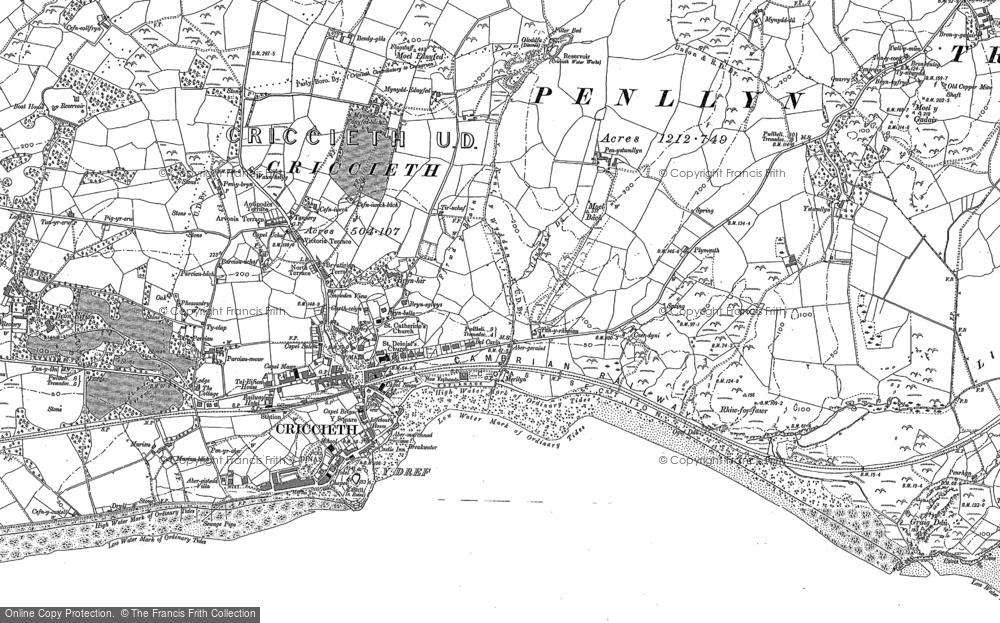 Old Map of Historic Map covering Pen-y-bryn in 1888
