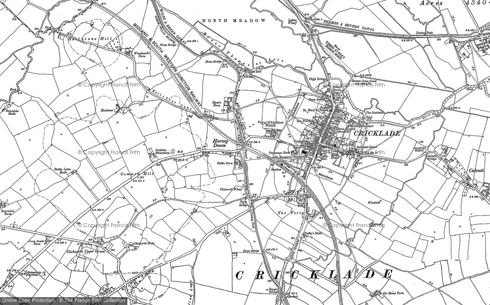 Old Map of Historic Map covering Chelworth Upper Green in 1898