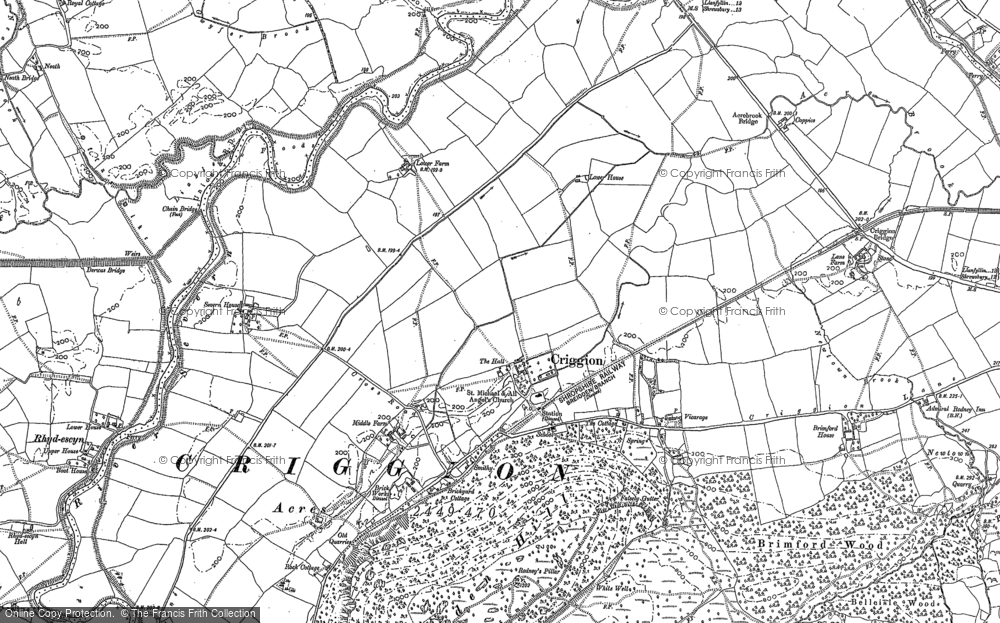 Old Map of Historic Map covering Brimford Ho in 1900