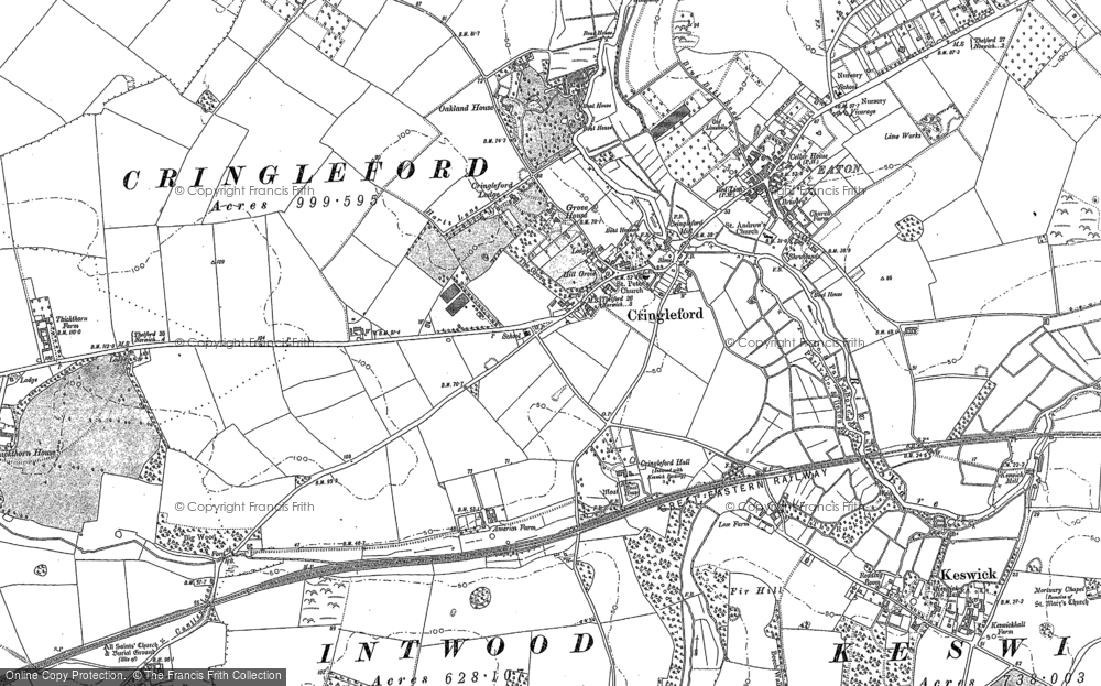 Old Map of Cringleford, 1881 - 1905 in 1881