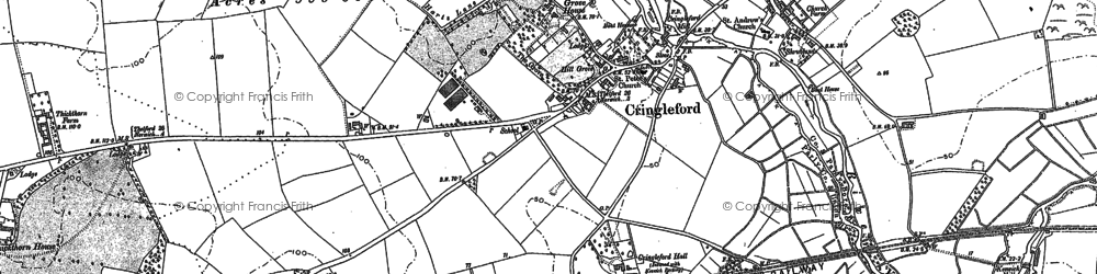 Old map of Cringleford in 1881