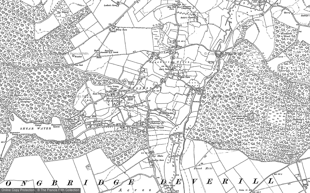 Old Map of Historic Map covering Henfords Marsh in 1923