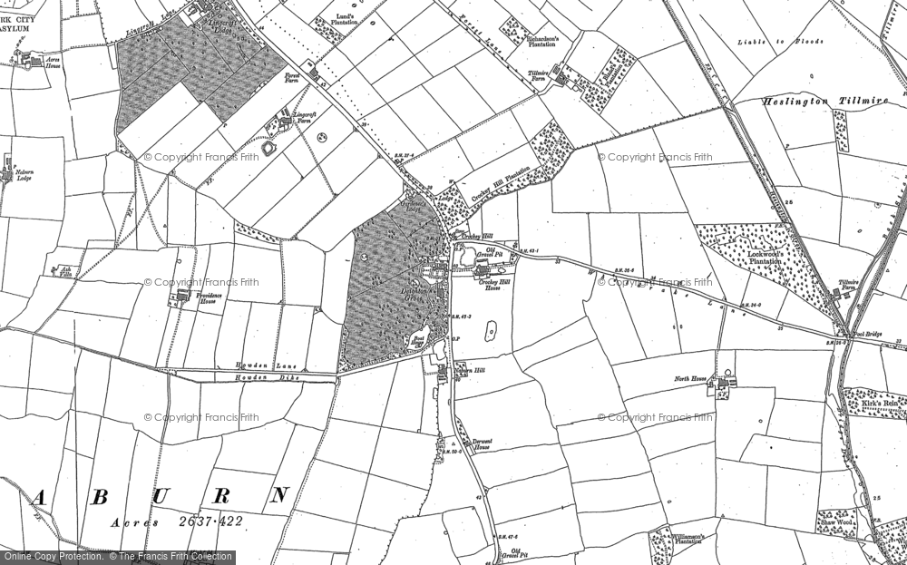 Old Map of Historic Map covering Wheldrake Wood in 1890