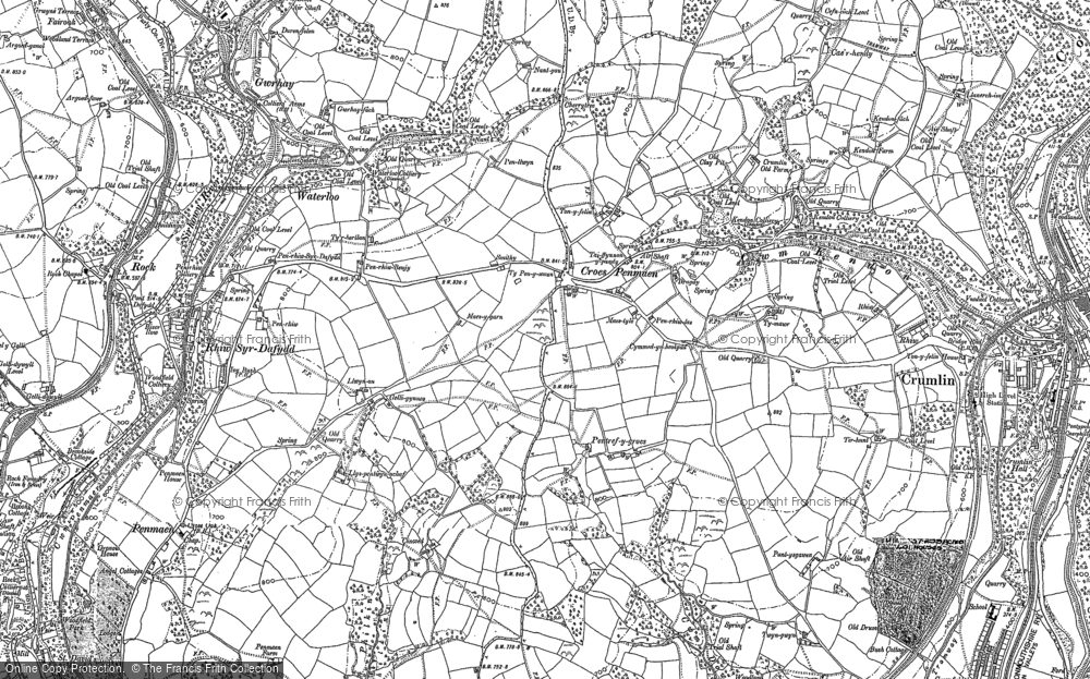 Old Map of Historic Map covering Pentref-y-groes in 1899