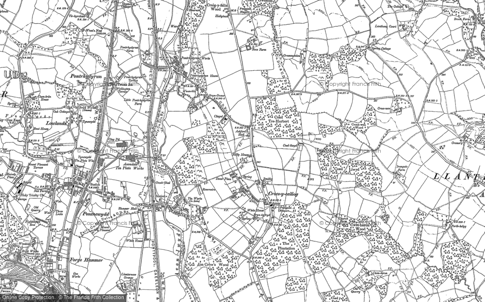 Old Map of Historic Map covering Monmouthshire in 1899
