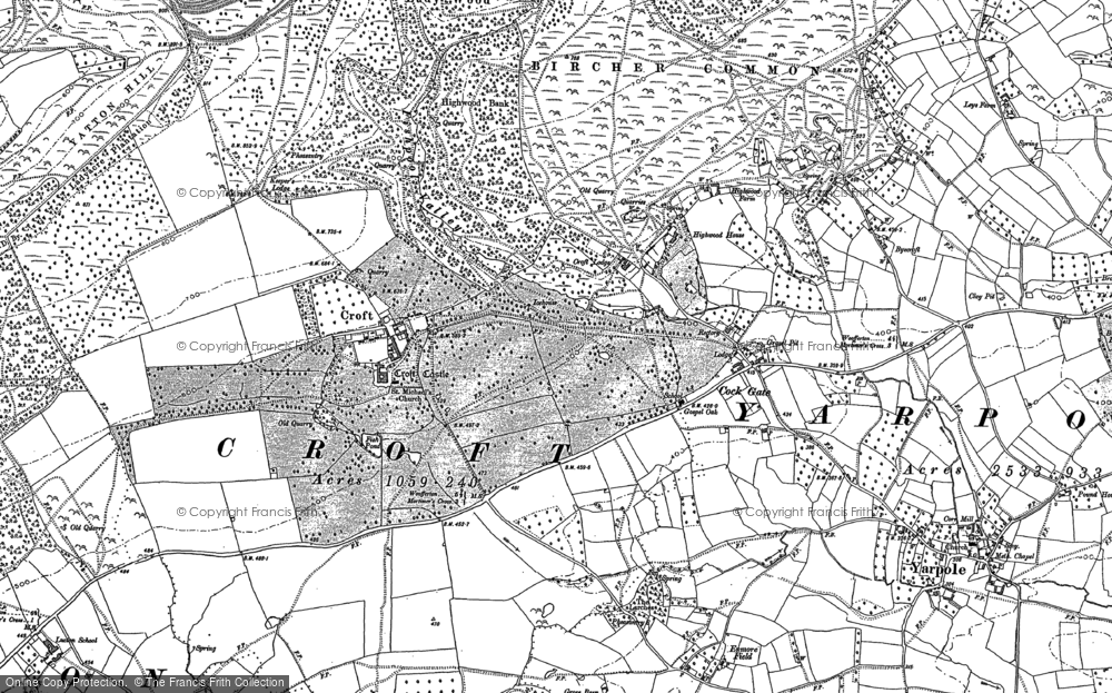 Old Map of Croft, 1885 - 1902 in 1885