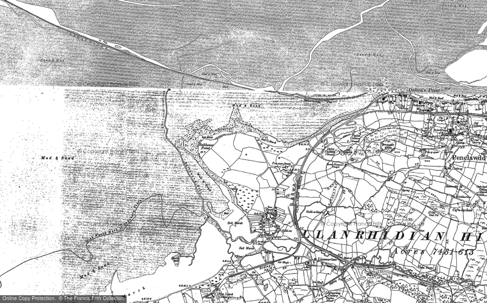 Old Map of Historic Map covering Pen-caer-fenny in 1896