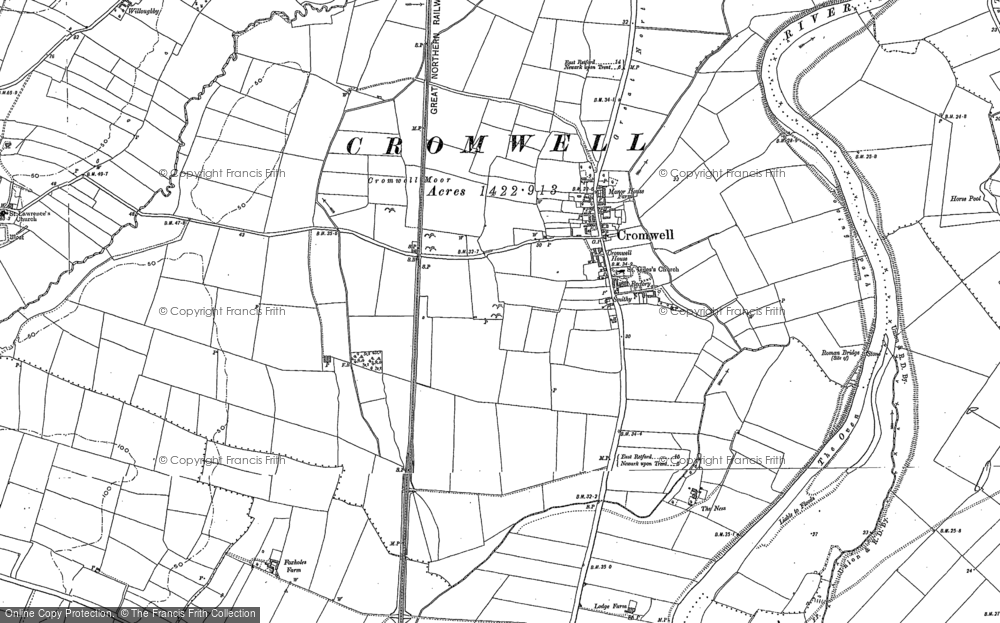 Old Map of Cromwell, 1884 in 1884