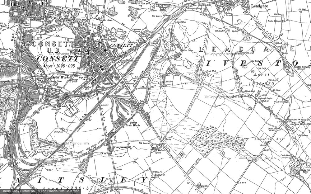 Old Map of Crookhall, 1895 - 1919 in 1895