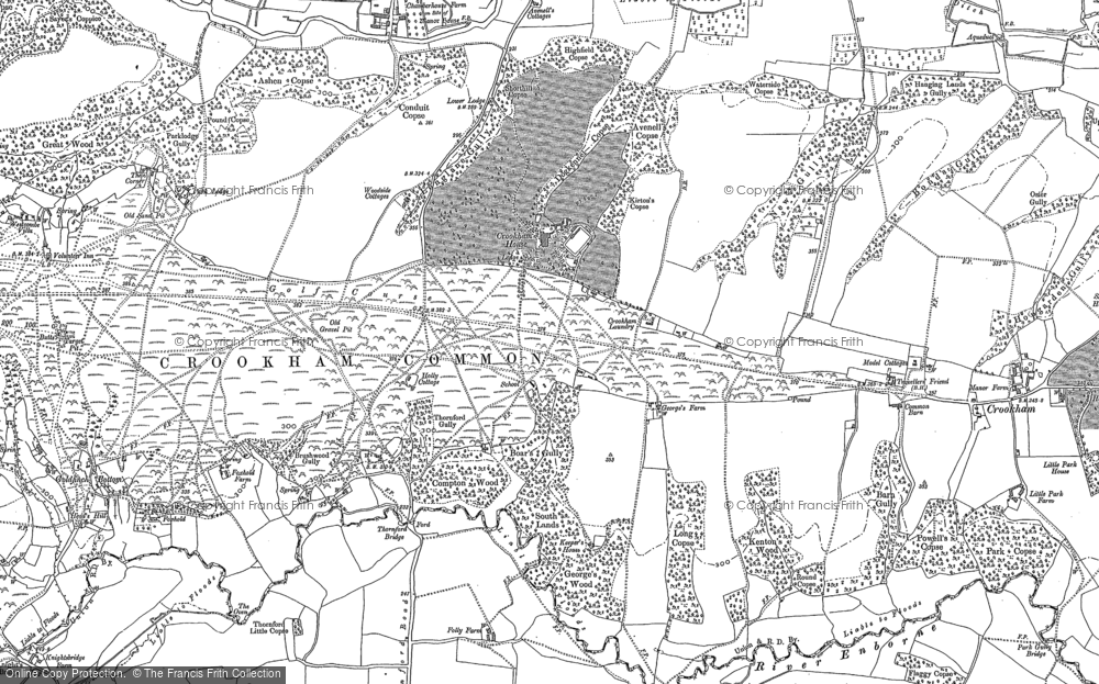 Old Map of Crookham Common, 1909 in 1909