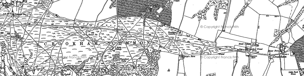 Old map of Crookham Common in 1909